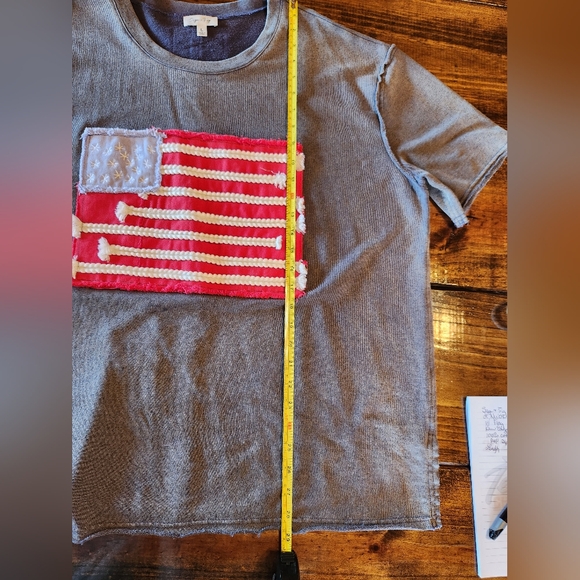 NWOT Sage & Fig Washed Grey Top w/USA Flag design.  Size - L - Picture 3 of 8